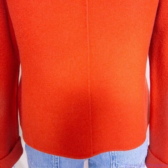 Carole Little 100% wool Orange blazer jacket with black button, size Petite - Picture 10 of 16